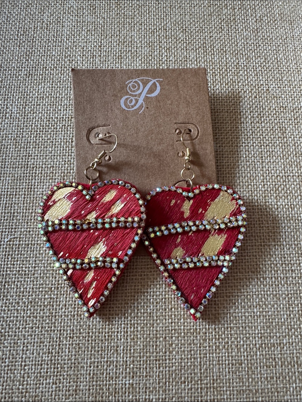 Plunder Red and Gold Heart Statement Earrings